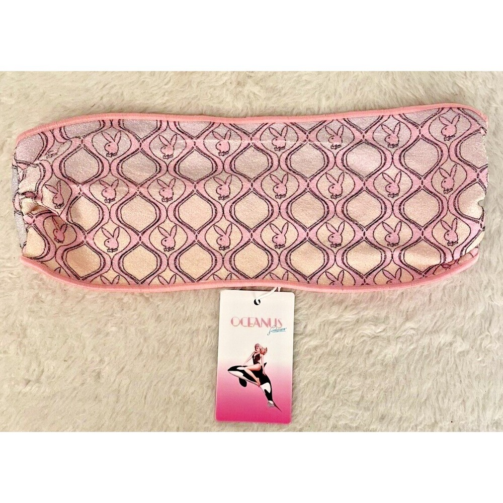 Oceanus Swimwear Aggie Bikini Top Pink Playboy Collection Size S NWT